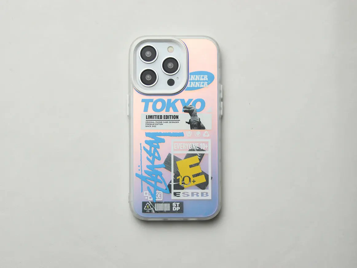 COLORFUL LASER TPU FASHION LABEL PHONE CASE. - grip