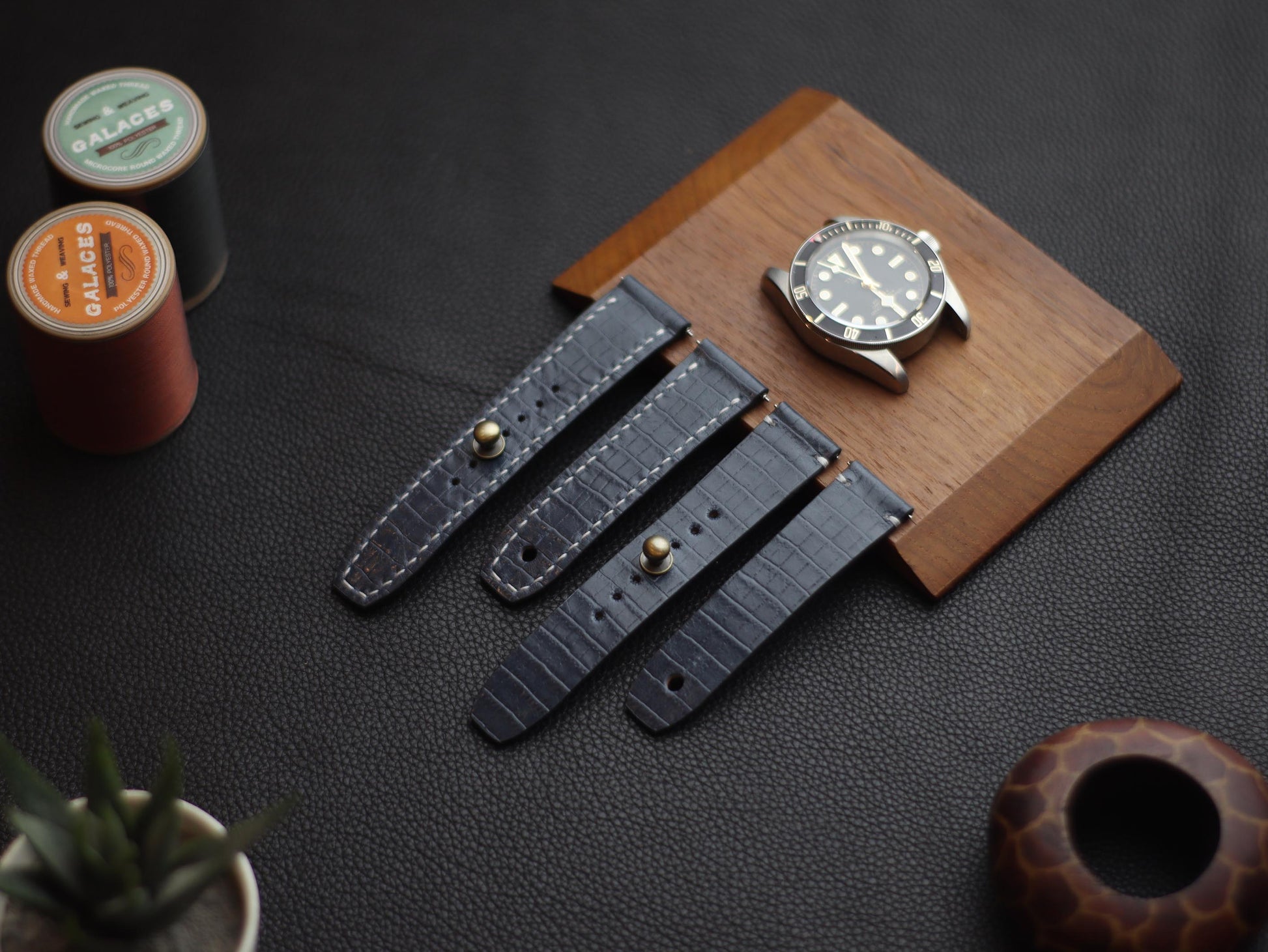 IMPERIAL BLUE  (BEACH) - MINIMAL STITCHED WATCH STRAPS grip