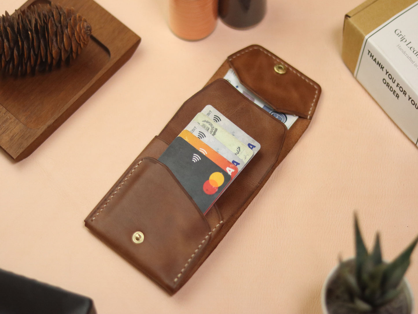 CARVES MINI SMART WALLET COFFEE BROWN
