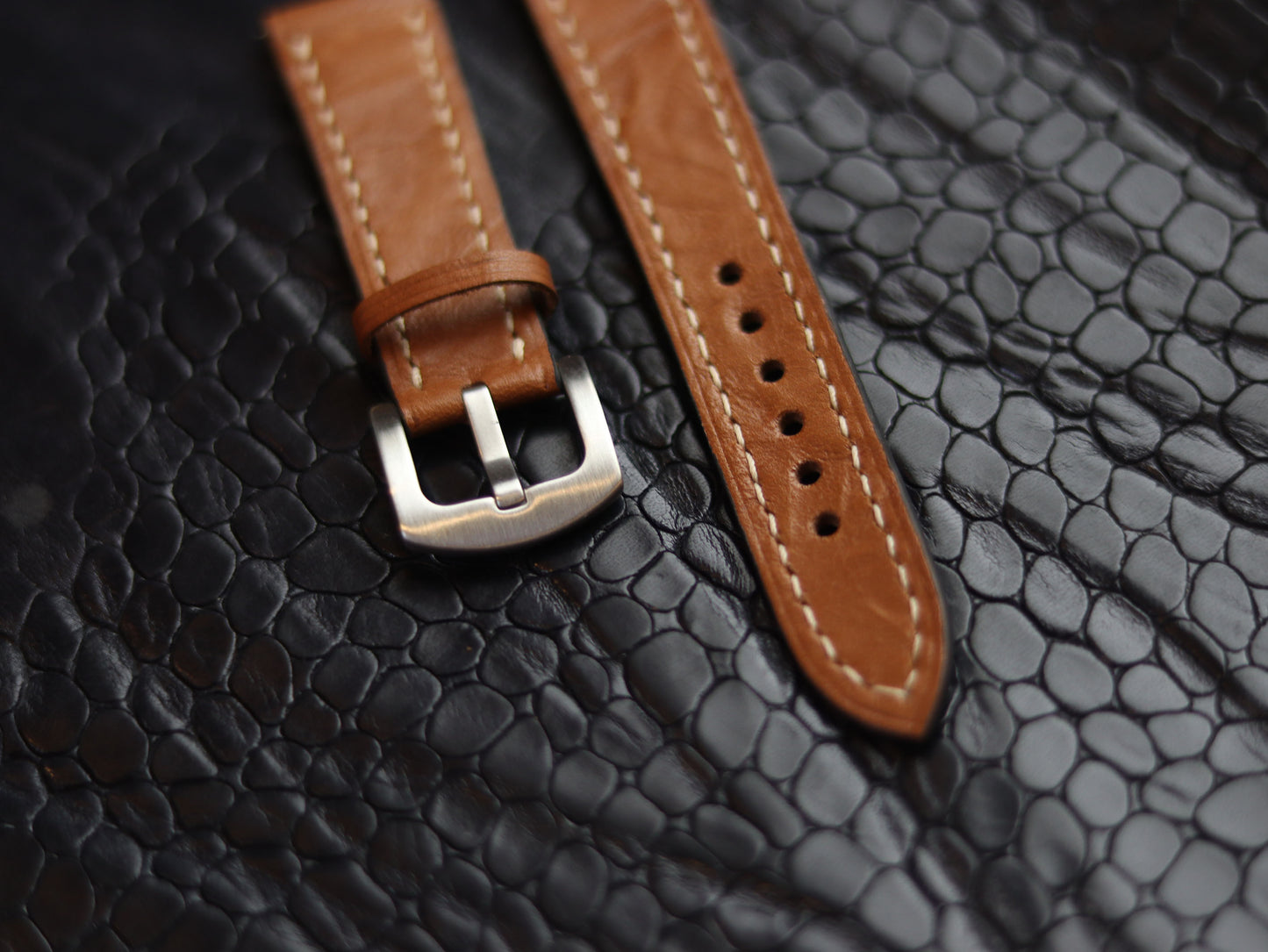 LEATHER STRAPS TEN BROWN (BEACH)  FULL STITCHED GRIP LEATHER GOODS