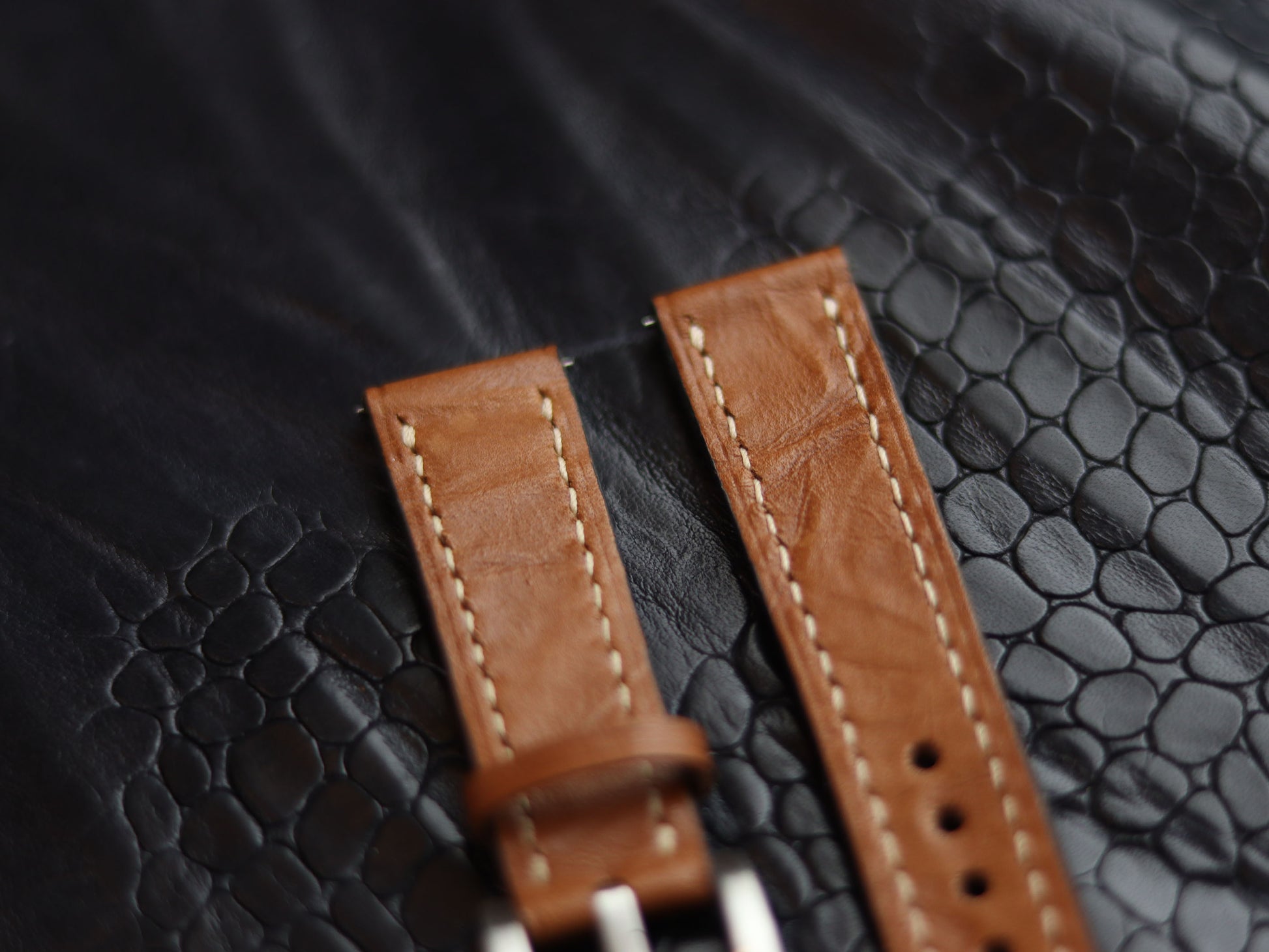 LEATHER STRAPS TEN BROWN (BEACH)  FULL STITCHED GRIP LEATHER GOODS