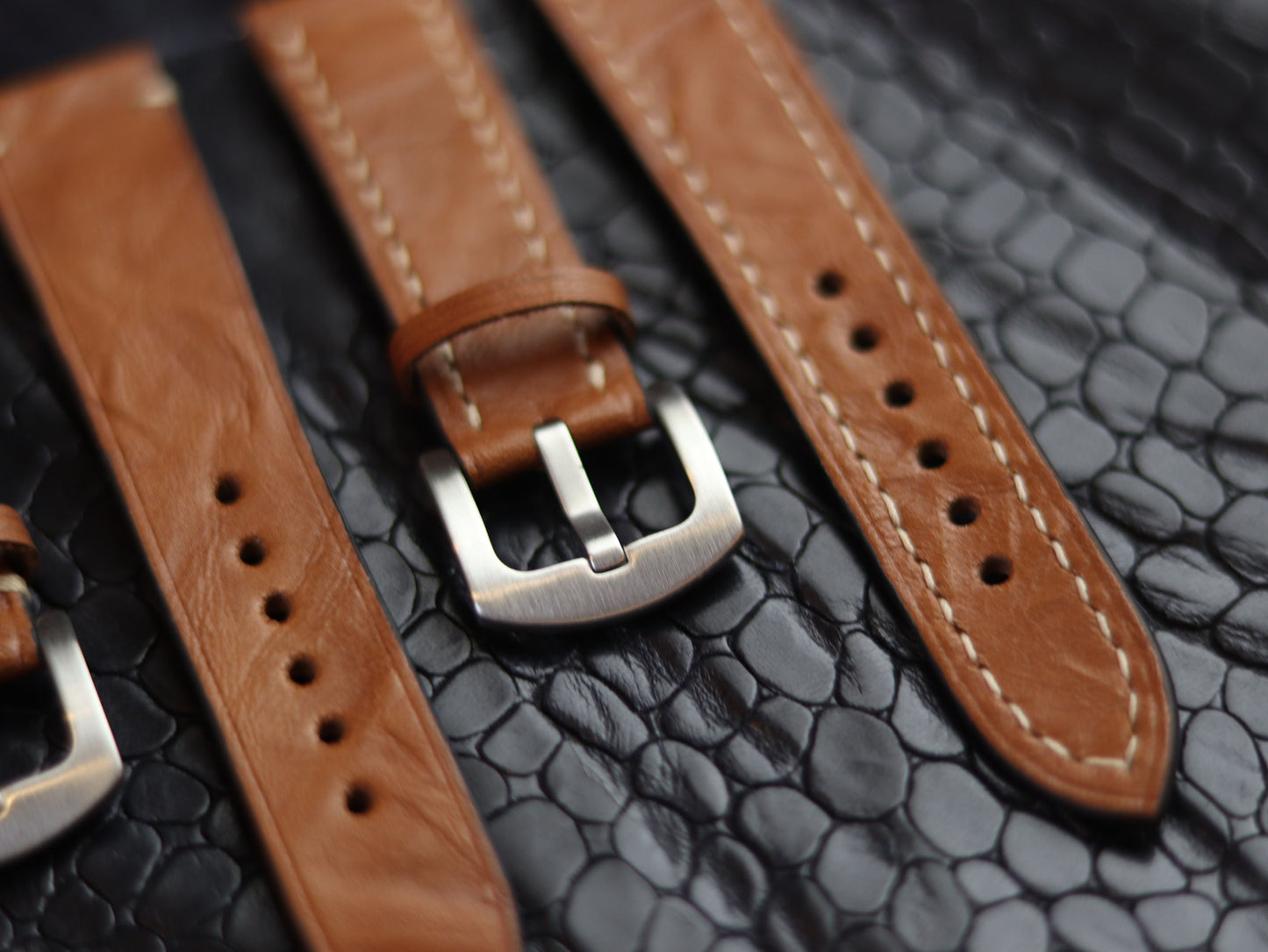 LEATHER STRAPS TEN BROWN (BEACH)  FULL STITCHED GRIP LEATHER GOODS