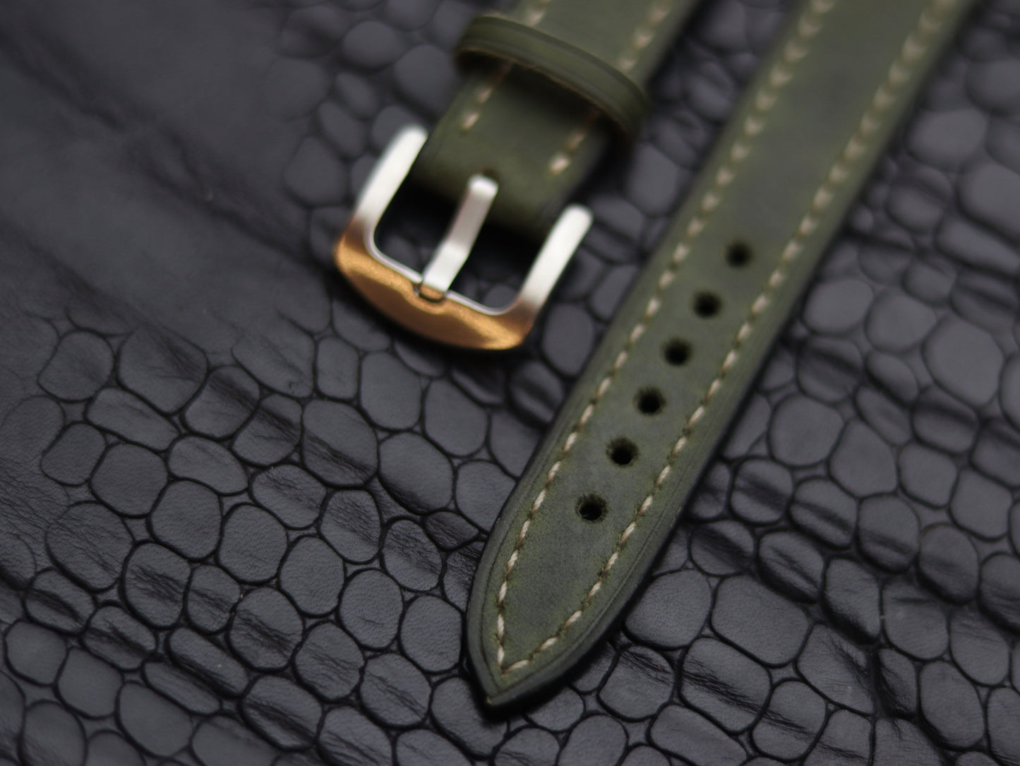 LEATHER STRAPS EMERALD GREEN (BEACH)  FULL STITCHED GRIP LEATHER GOODS