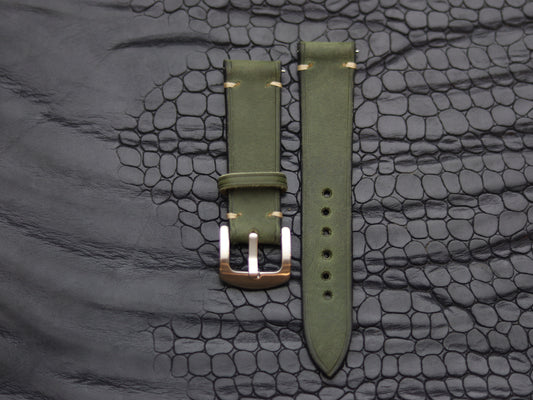 LEATHER STRAPS EMERALD GREEN (BEACH)  MINIMAL  STITCHED GRIP LEATHER GOODS