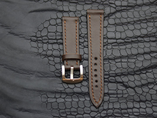 LEATHER STRAPS RUSTIC BROWN  (BROWN) FULL STITCHED GRIP LEATHER GOODS