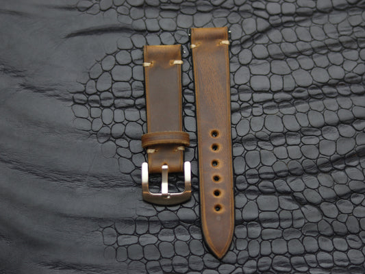LEATHER STRAPS BRUNETTE BROWN (BEACH)  MINIMAL STITCHED GRIP LEATHER GOODS