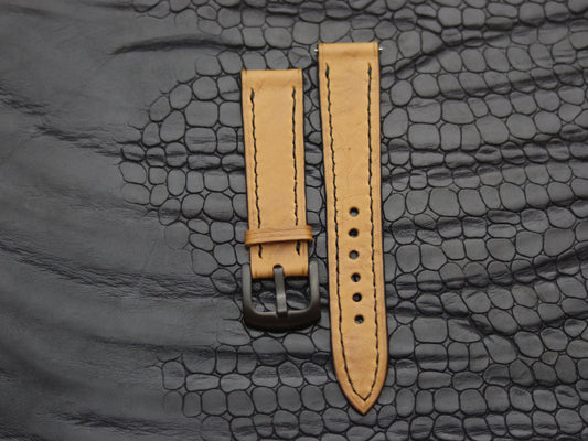 LEATHER STRAPS CLASSIC OAK (BLACK)  FULL STITCHED GRIP LEATHER GOODS