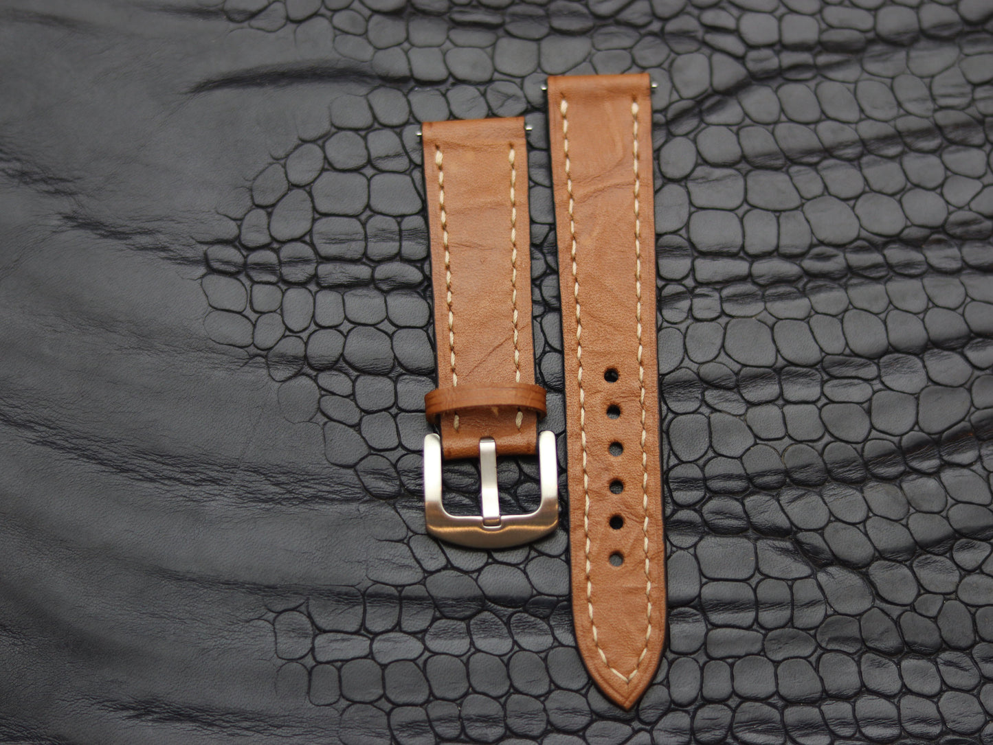 LEATHER STRAPS TEN BROWN (BEACH)  FULL STITCHED GRIP LEATHER GOODS