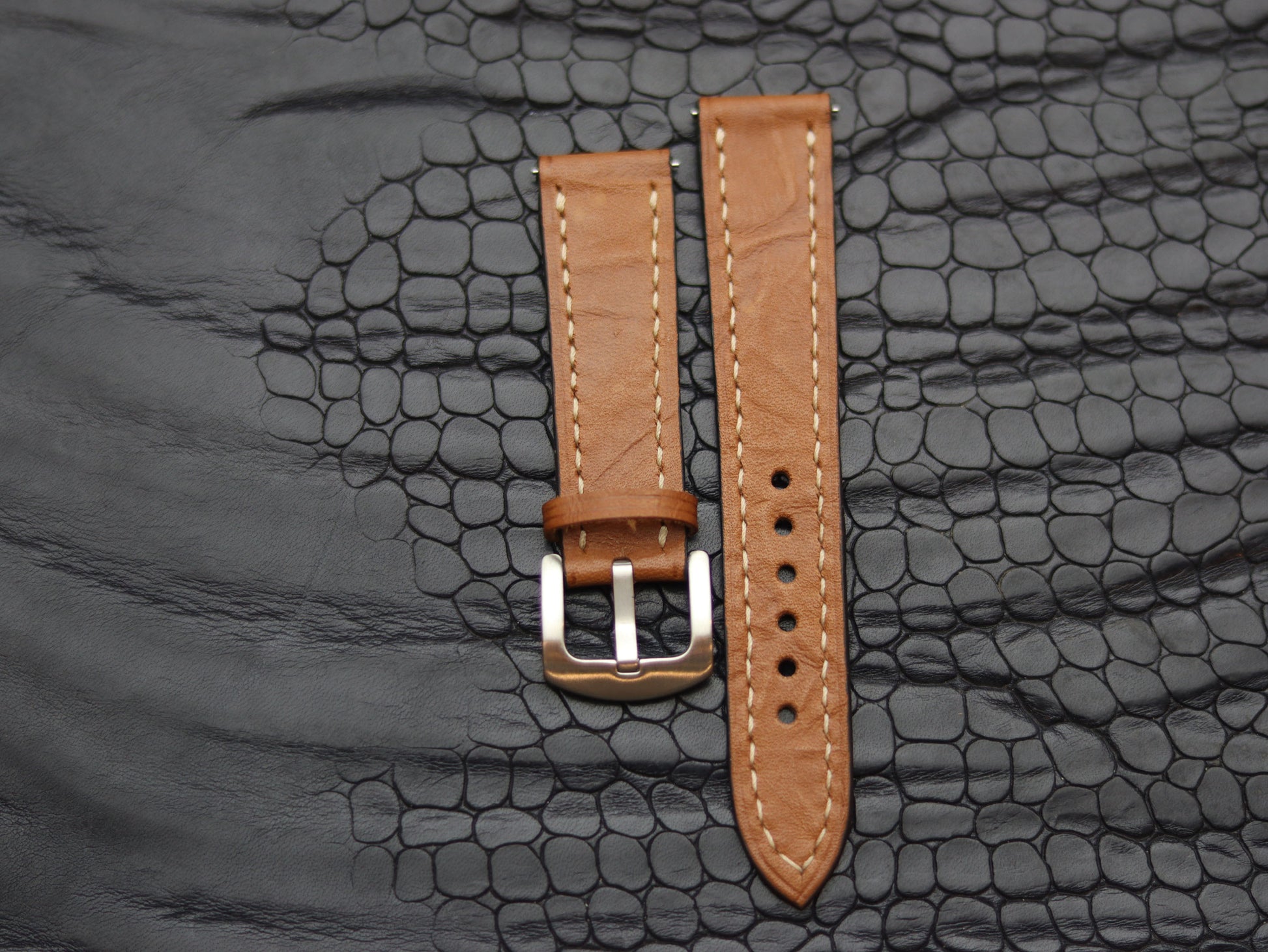 LEATHER STRAPS TEN BROWN (BEACH)  FULL STITCHED GRIP LEATHER GOODS