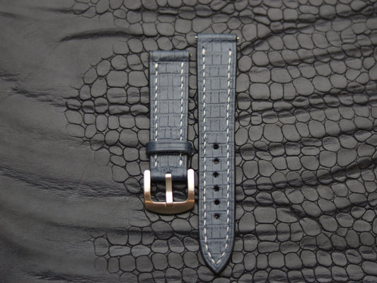 LEATHER STRAPS IMPERIAL BLUE (WHITE)  FULL STITCHED GRIP LEATHER GOODS
