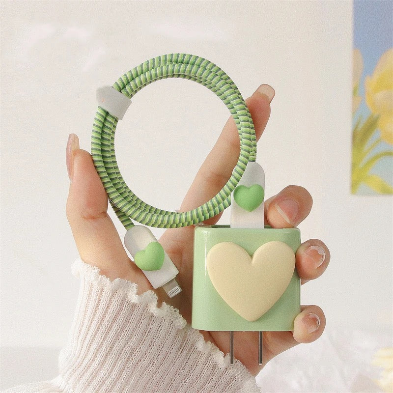 Lime Green Heart Charger Case-GRIP grip