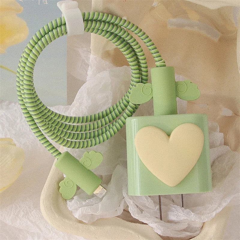 Lime Green Heart Charger Case-GRIP grip