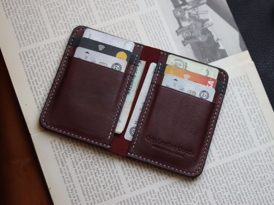 HUDSON SLIM BI-FOLD WALLET VINTAGE RED & MATTE BLACK GRIP LEATHER GOODS