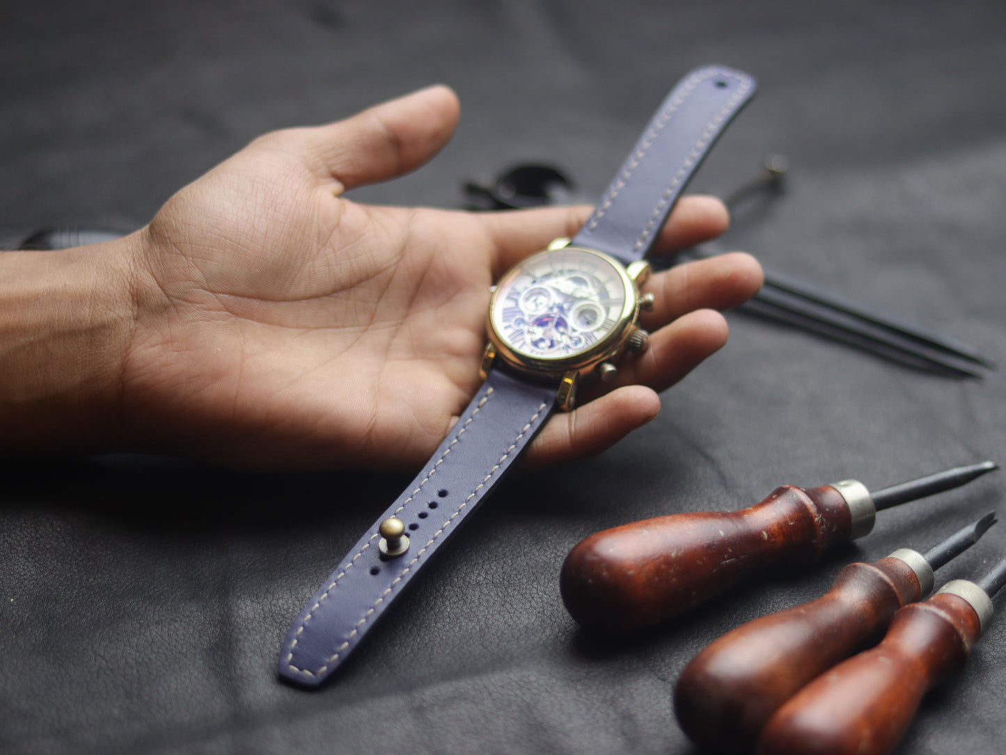 CLASSIC BLUE (BEACH) - FULL STITCHED WATCH STRAPS