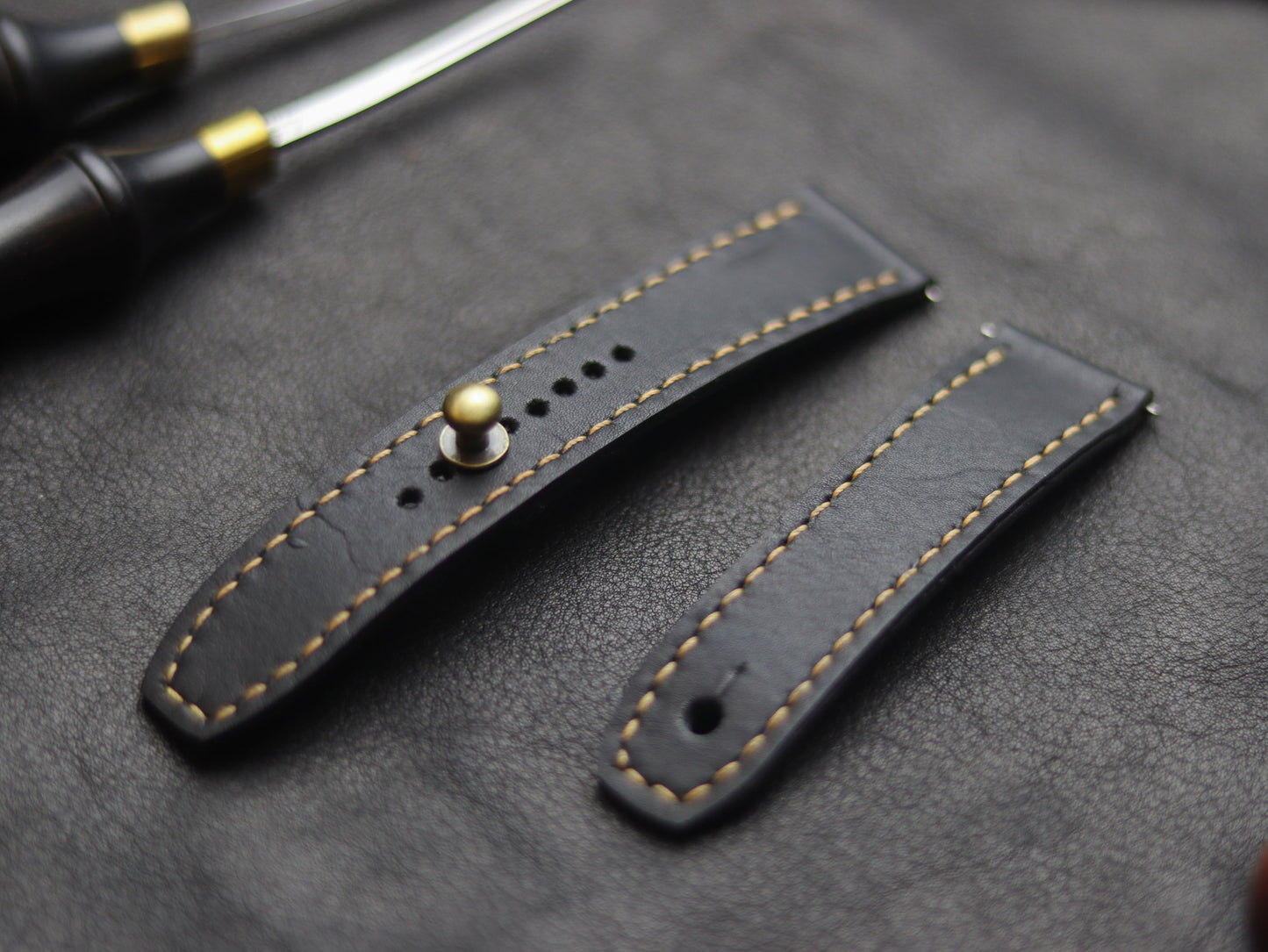 PANTOM BLACK  (ORANGE) - FULL STITCHED WATCH STRAPS