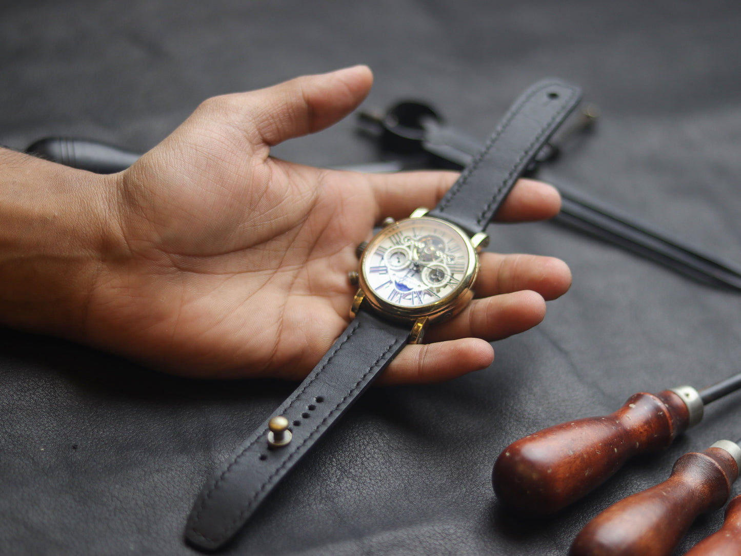PANTOM BLACK  (BLACK) - FULL STITCHED WATCH STRAPS
