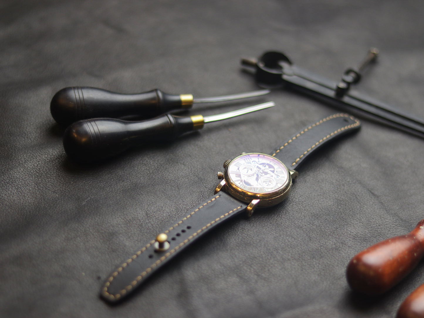 PANTOM BLACK  (ORANGE) - FULL STITCHED WATCH STRAPS