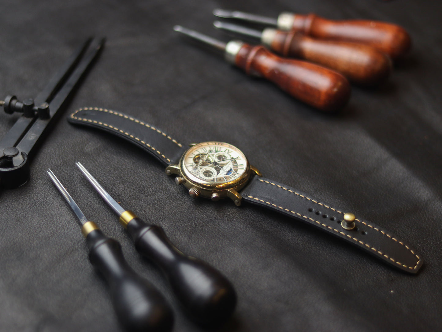 PANTOM BLACK  (ORANGE) - FULL STITCHED WATCH STRAPS