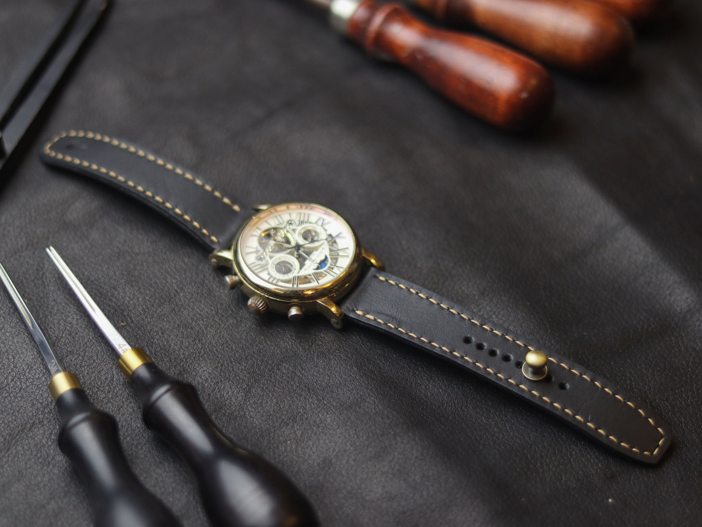 PANTOM BLACK  (ORANGE) - FULL STITCHED WATCH STRAPS