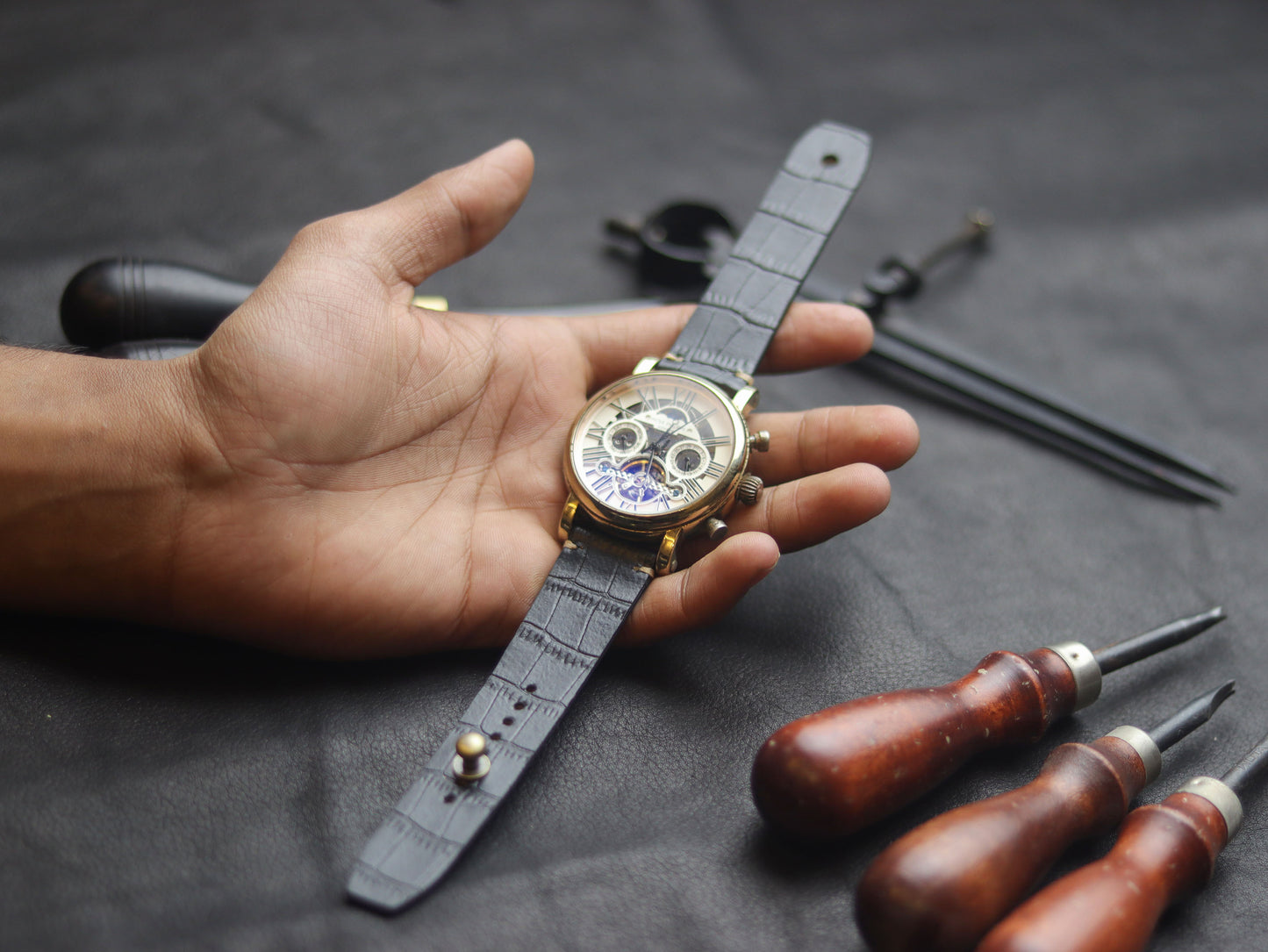 PANTOM BLACK (BEACH) - MINIMAL STITCHED WATCH STRAPS