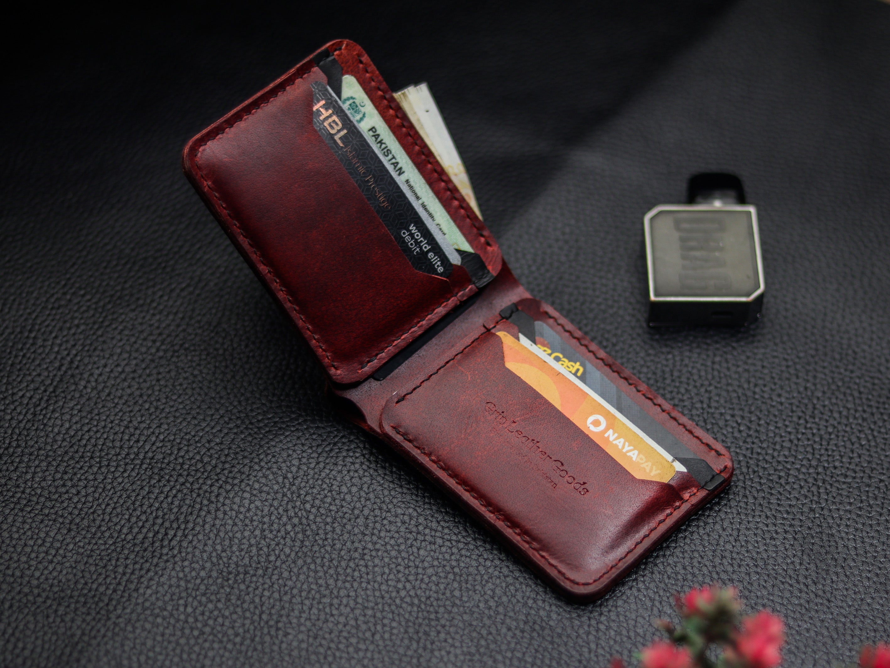 URBAN LEATHER WALLET RED RICH & BLACK grip