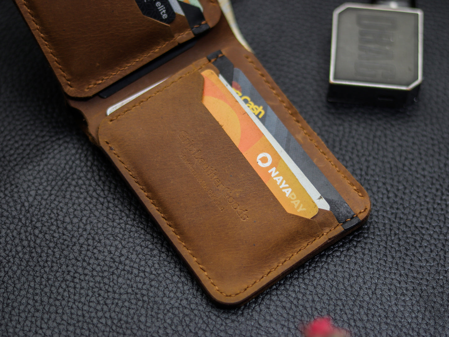 URBAN LEATHER WALLET MUSTARD BROWN & BLACK