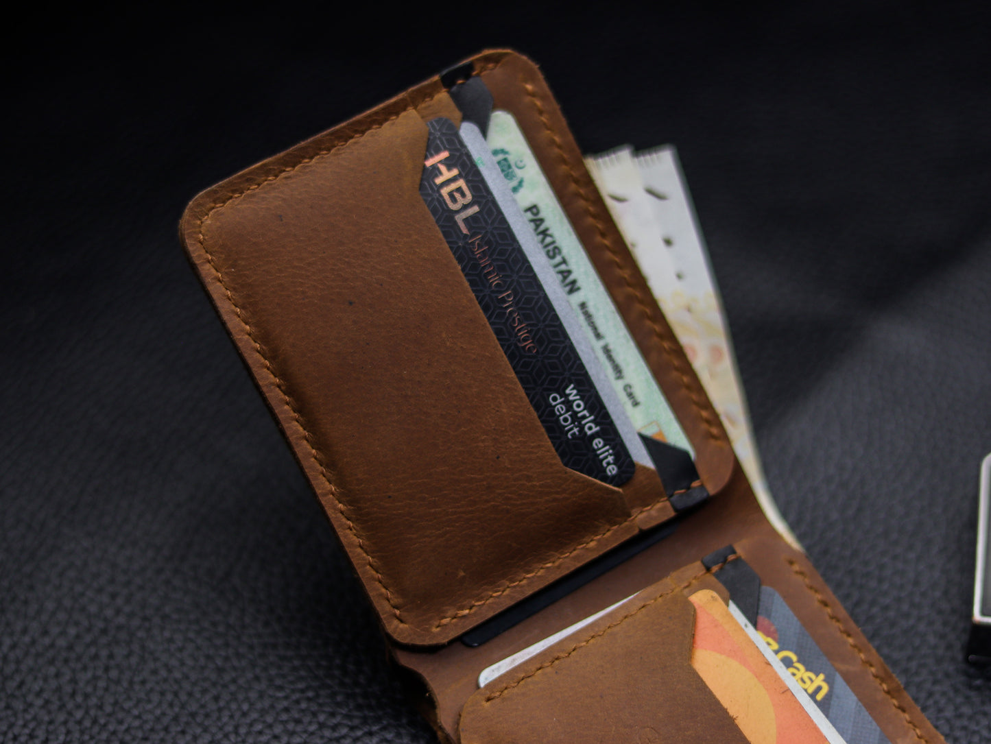 URBAN LEATHER WALLET MUSTARD BROWN & BLACK