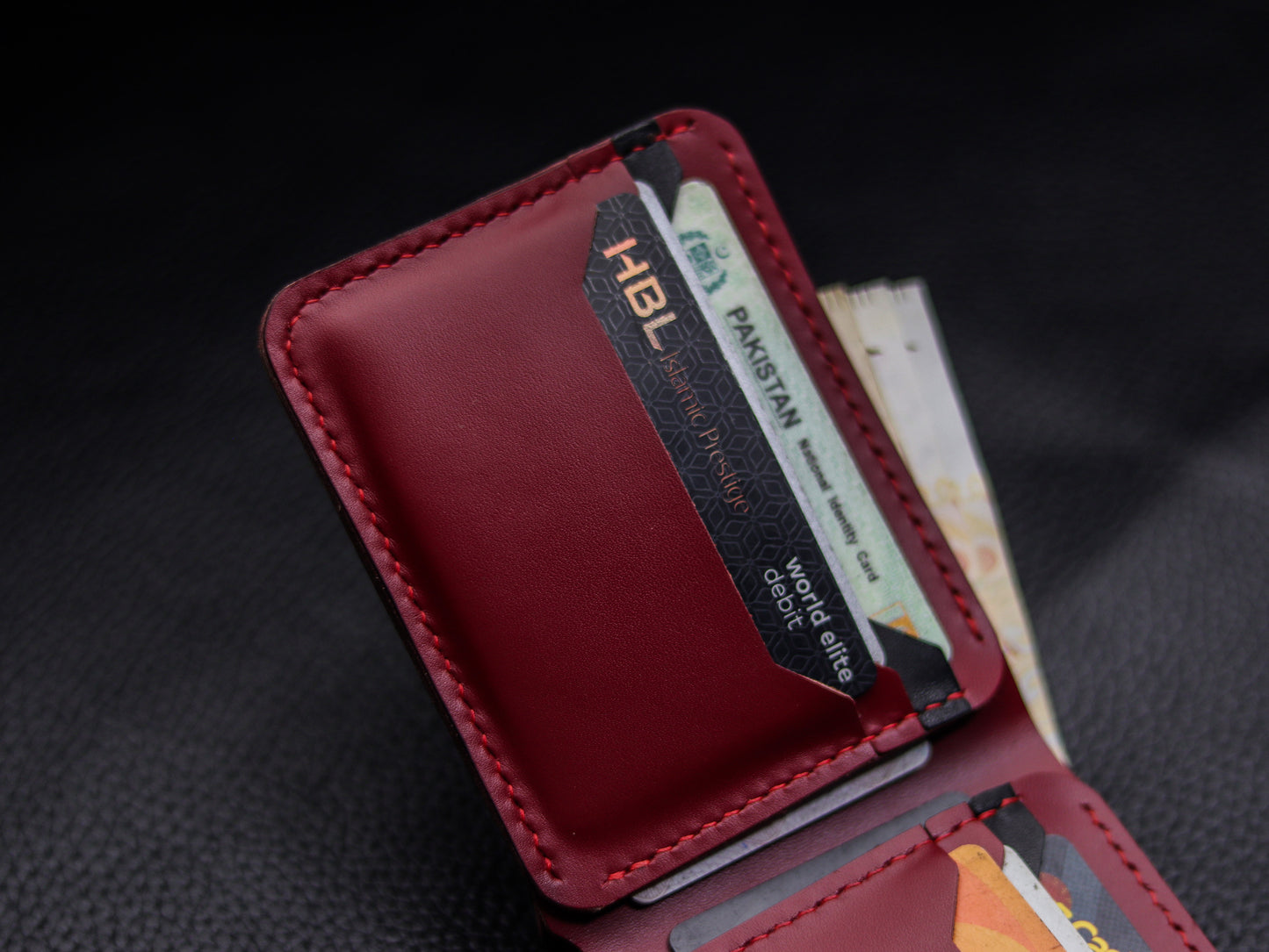 URBAN LEATHER WALLET CRIMSOM RED & BLACK