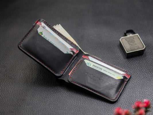 URBAN LEATHER WALLET CHARCOLE BLACK & RED
