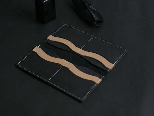 Men's Leather Long Wallet Charcole Black GRIP LEATHER GOODS