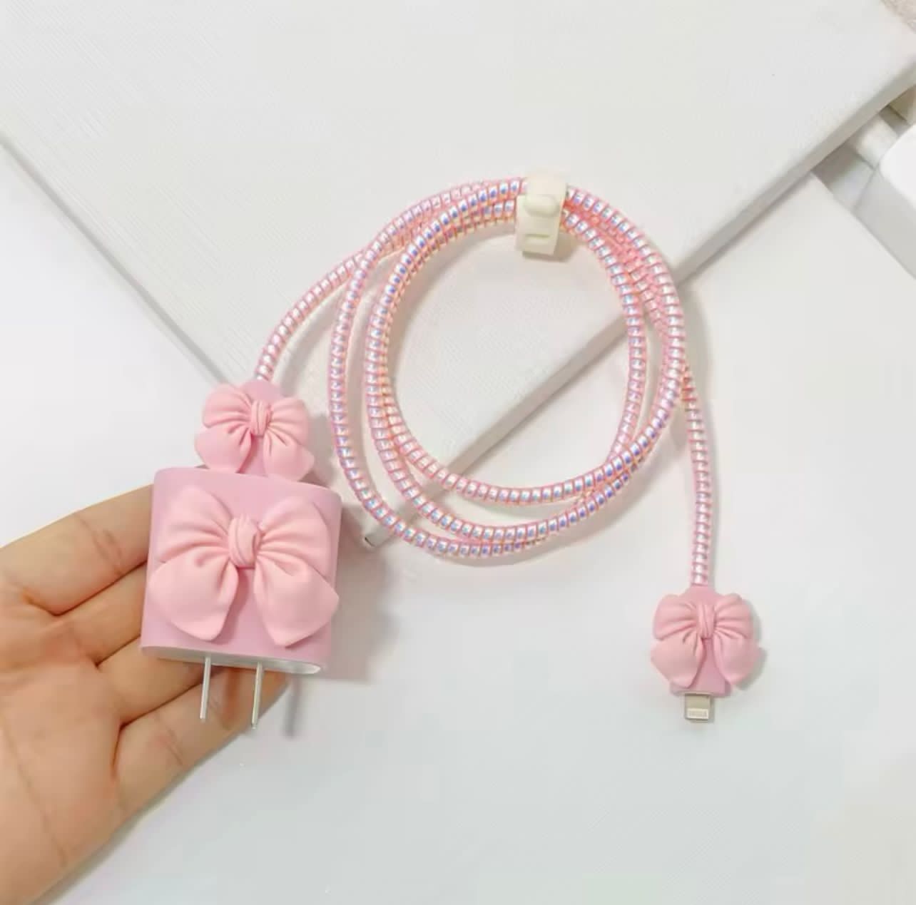 Pink  Bow Charger Case- Grip gadgets grip