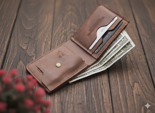 "FORMAL" BI-FOLD WALLET  COFFEE BROWN grip